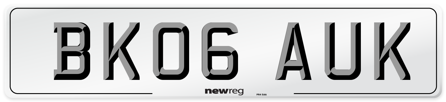BK06 AUK Number Plate from New Reg